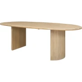 Aniston 92.50" Oval Dining Table in Natural White Wash Wood